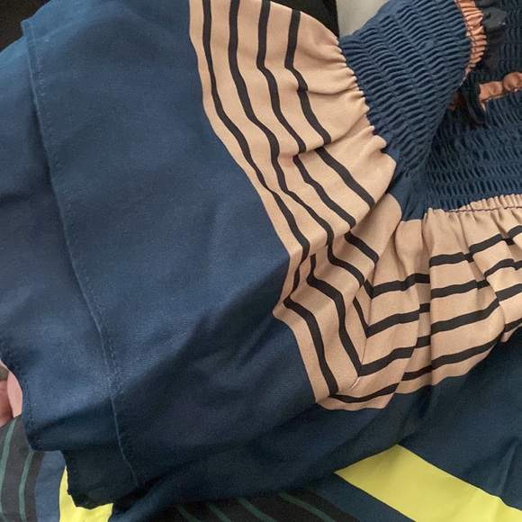 ❌SOLD❌Apiece Apart Off the Shoulder Ruffle Sleeve Striped Blouse💙💚💙 - Picture 5 of 9